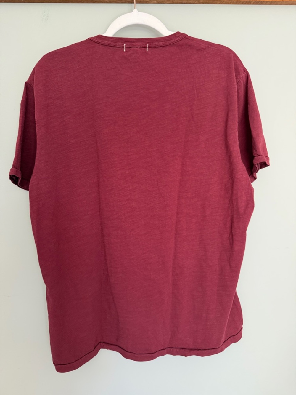 Alex Mill 100% Slub Cotton Burgundy Red Classic Basic Short Sleeve Tee Shirt - Picture 9 of 16